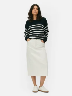 Langärmeliger Pullover Mit U-Boot-Ausschnitt