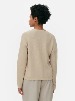 Langärmeliger Pullover Mit U-Boot-Ausschnitt