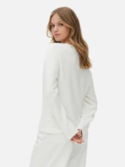 Langärmeliger Pullover Mit U-Boot-Ausschnitt