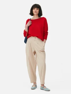 Langärmeliger Pullover Mit U-Boot-Ausschnitt