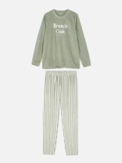 Langärmeliger Schlafanzug Mit Slogan