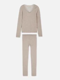 Langärmeliger Schlafanzug Mit Spitzenbesatz