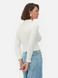 Langärmeliges, Geripptes „Rita Ora“ Poloshirt