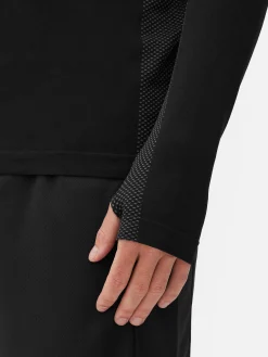 Langärmeliges Sport-Top Mit Viertelreißverschluss