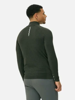 Langärmeliges Sport-Top Mit Viertelreißverschluss