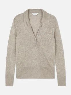 Langärmeliges „The Edit“ Strick-Poloshirt