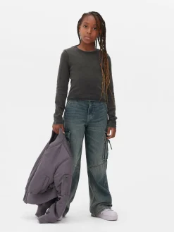 Langärmeliges T-Shirt In Acid-Wash-Optik