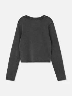 Langärmeliges T-Shirt In Acid-Wash-Optik