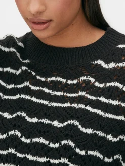 Lochstrickpullover Mit Rundhalsausschnitt