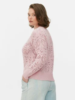 Lochstrickpullover Mit Rundhalsausschnitt