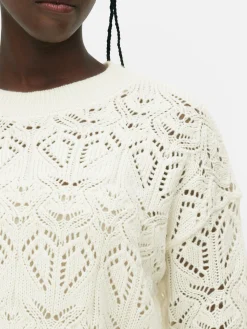 Lochstrickpullover Mit Rundhalsausschnitt