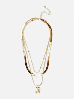 Mehrlagige Halskette Mit Gesteppter Initiale
