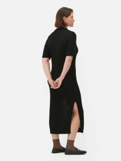 Midikleid Mit V-Ausschnitt Und Kragen