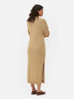 Midikleid Mit V-Ausschnitt Und Kragen