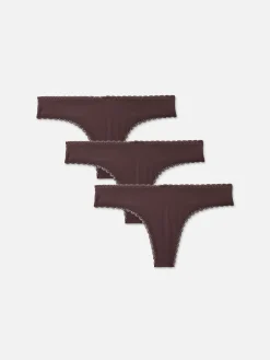 Mikrofaser-Tangas Mit Spitzenbesatz, 3er-Pack