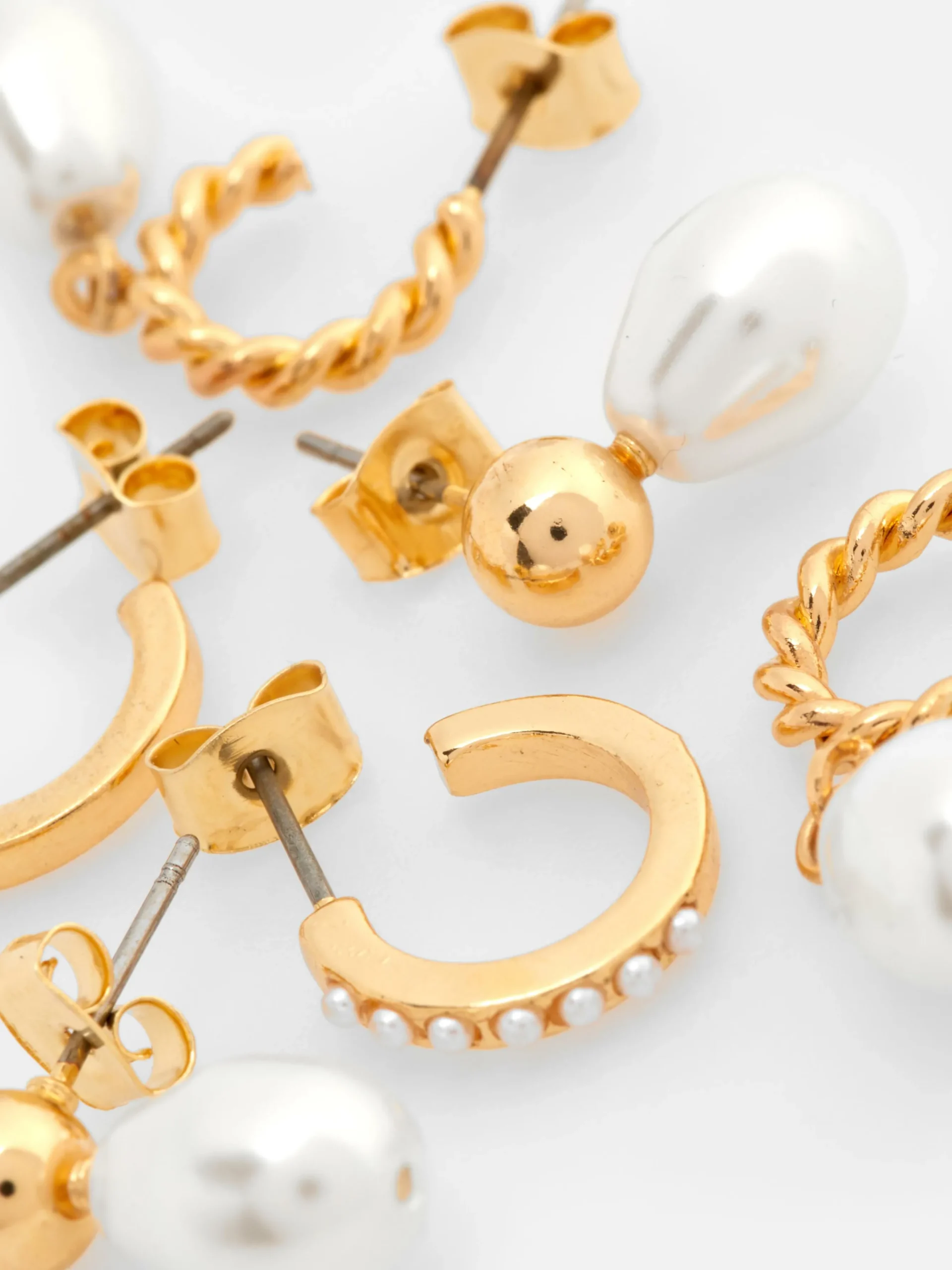 Mini-Creolen Mit Kunstperlen, 3er-Pack