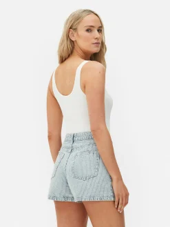 Nahtloser, Gerippter Bodysuit Mit U-Ausschnitt