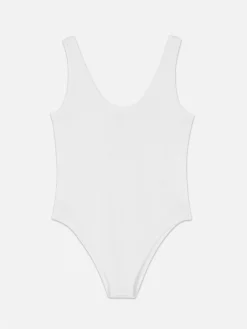 Nahtloser, Gerippter Bodysuit Mit U-Ausschnitt