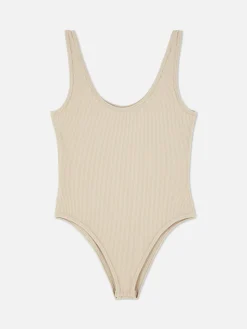 Nahtloser, Gerippter Bodysuit Mit U-Ausschnitt