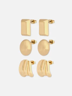 Ohrstecker Mit Skulpturalem Design, 3er-Pack