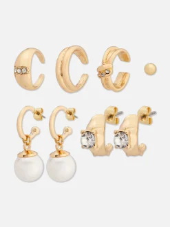 Ohrstecker Und Kleine Creolen Mit Strass, 6er-Pack