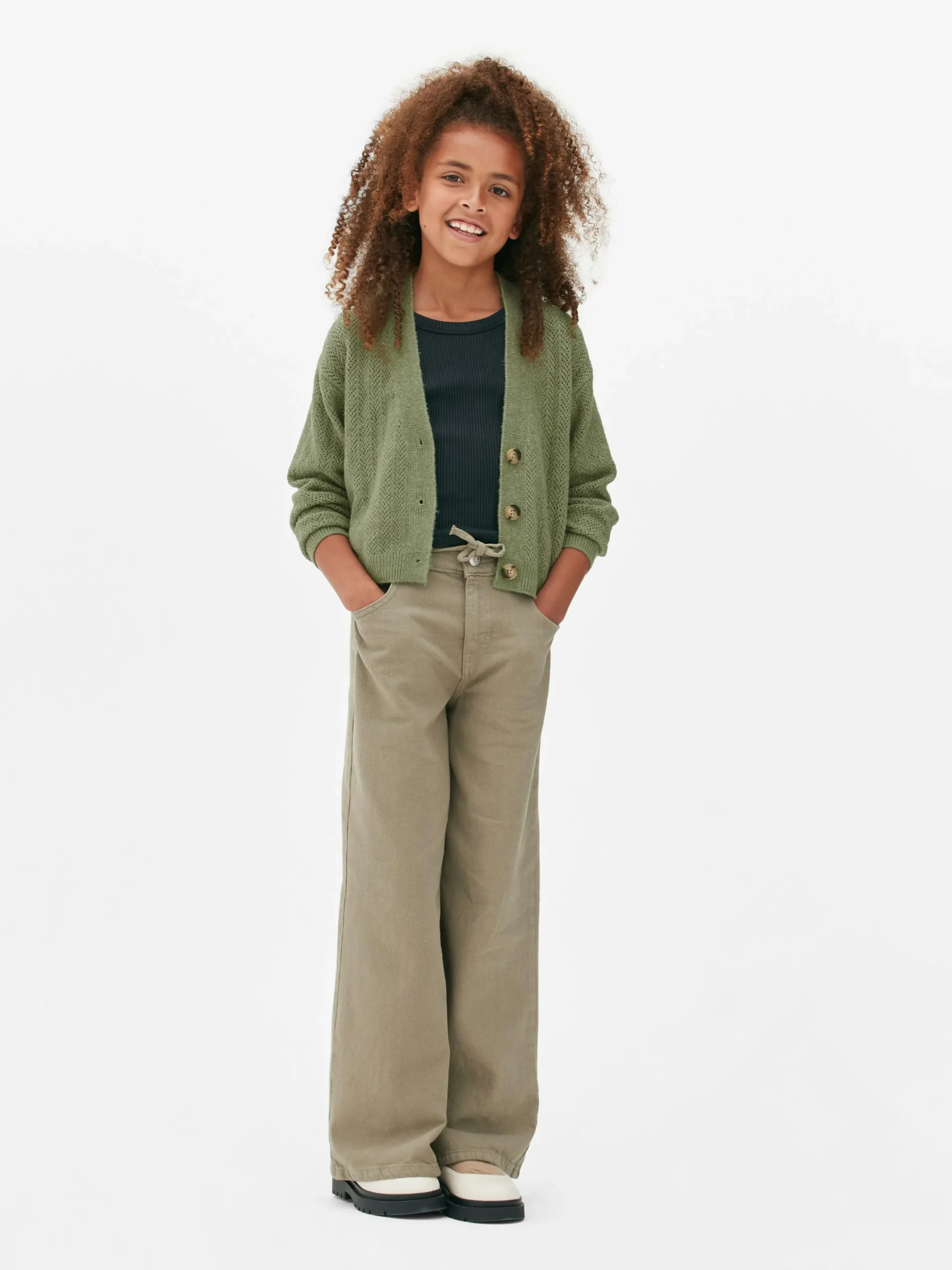 Pointelle-Cardigan Mit V-Ausschnitt