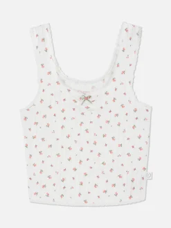 Pointelle-Schlafanzug-Tanktop Mit Rosenmuster