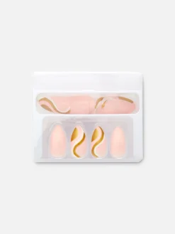 PS… Spitze, Glänzende Kunstnägel Mit Wirbelmuster