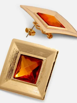 Quadratische „Rita Ora“ Ohrringe Mit Schmucksteinen