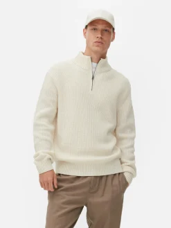 Rippenstrick-Pullover Mit Reißverschluss