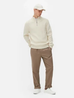 Rippenstrick-Pullover Mit Reißverschluss