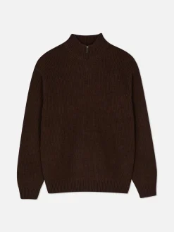 Rippenstrick-Pullover Mit Reißverschluss