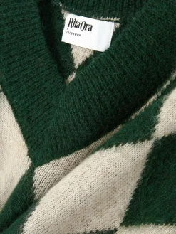 „Rita Ora“ Strickpullover Mit Argylemuster Und V-Ausschnitt