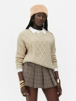 „Rita Ora“ Strickpullover Mit Zopfmuster Und Knöpfen