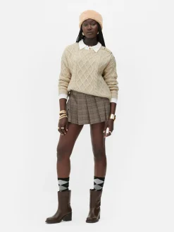 „Rita Ora“ Strickpullover Mit Zopfmuster Und Knöpfen