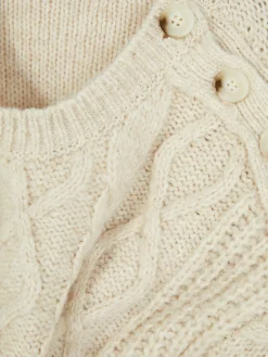 „Rita Ora“ Strickpullover Mit Zopfmuster Und Knöpfen