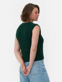 „Rita Ora“ Strickweste Mit Zopfmuster