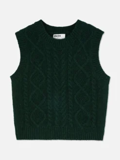 „Rita Ora“ Strickweste Mit Zopfmuster