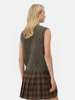 „Rita Ora“ Strickweste Mit Zopfmuster