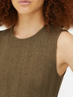 Ärmelloses, Geripptes Minikleid