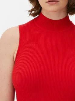 Ärmelloses Strick-Midikleid