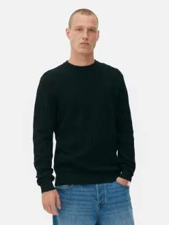 Rundhalspullover Mit Korbstruktur