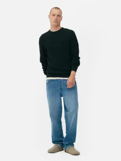 Rundhalspullover Mit Korbstruktur