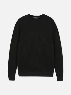 Rundhalspullover Mit Korbstruktur