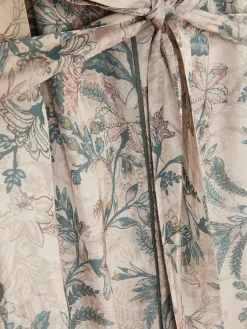 Satin-Bademantel Mit Blumenmuster