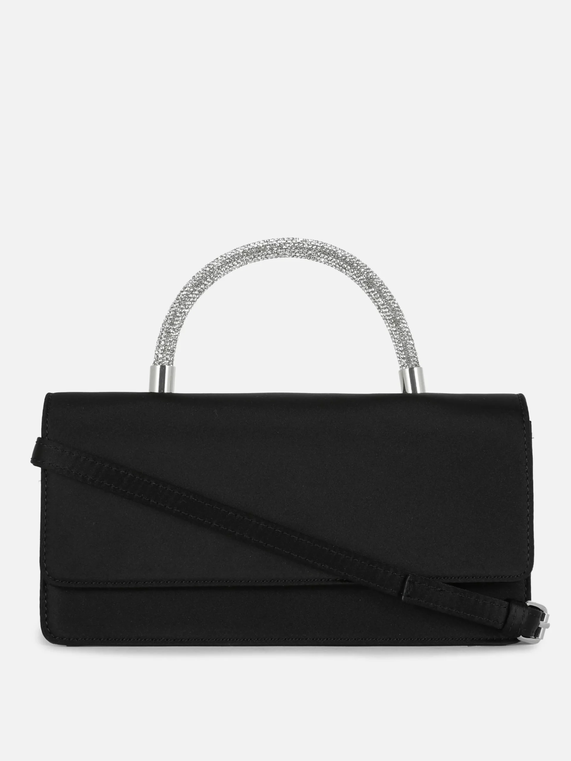 Satin-Umhängetasche Mit Strassbesetztem Griff