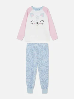 Schlafanzug Aus Fleece Mit Katzendesign