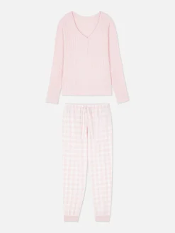 Schlafanzug Mit Henly-Top Und Gemusterter Hose