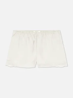 Schlafanzug-Shorts Aus Satin Mit Spitzenbesatz