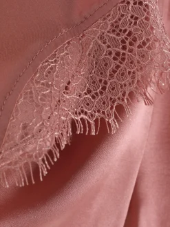 Schlafanzugshorts Aus Seidengemisch Mit Spitzenbesatz